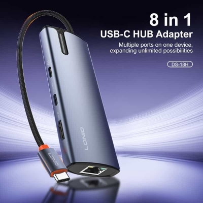 Picture of LDNIO DS-18H 8 in 1 USB C Hub 4K Display 100W PD Charging Docking Station