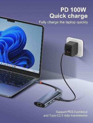 Picture of LDNIO DS-18H 8 in 1 USB C Hub 4K Display 100W PD Charging Docking Station