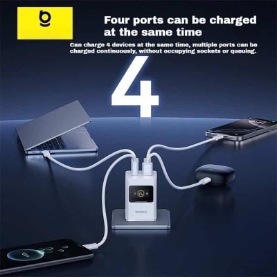 Picture of Baseus 65W Super GaN Digital Display Gallium Nitride Charger Type C Multi-plug (CCSPD65CC)