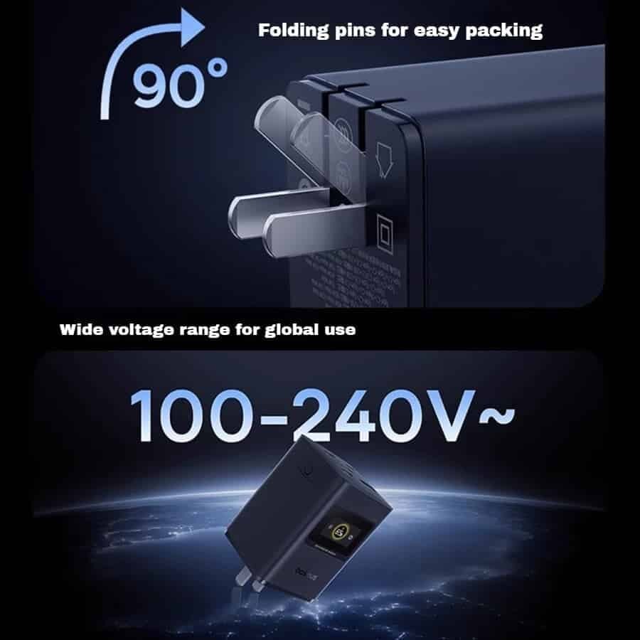 Picture of Baseus 65W Super GaN Digital Display Gallium Nitride Charger Type C Multi-plug (CCSPD65CC)