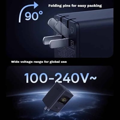 Picture of Baseus 65W Super GaN Digital Display Gallium Nitride Charger Type C Multi-plug (CCSPD65CC)