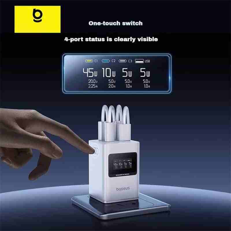 Picture of Baseus 65W Super GaN Digital Display Gallium Nitride Charger Type C Multi-plug (CCSPD65CC)