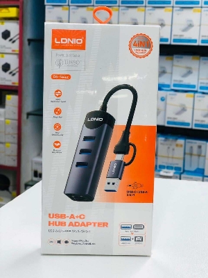 Picture of Ldnio DS-144uc USB-A+C+RJ45 Hub Adapter - Black