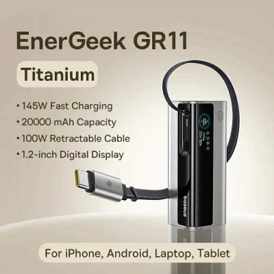 Picture of Baseus GR11 EnerGeek 145W 20000mAh Power Bank with Retractable Cable