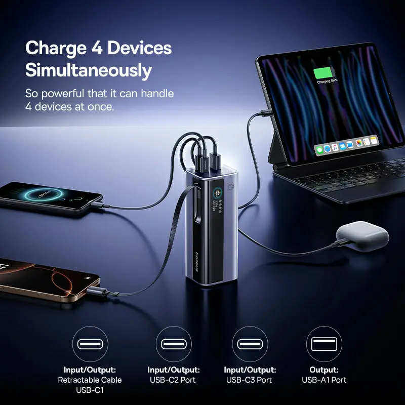 Picture of Baseus GR11 EnerGeek 145W 20000mAh Power Bank with Retractable Cable