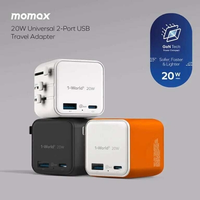 Picture of Momax UA29 1-World² 20W Universal 2-Port USB Travel Adapter
