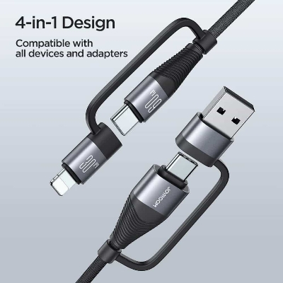 Picture of Joyroom SA37-2T2 60W 4-in-1 Fast Charging USB-A+Type-C to Lightning+Type-C Data Cable (1.2m)