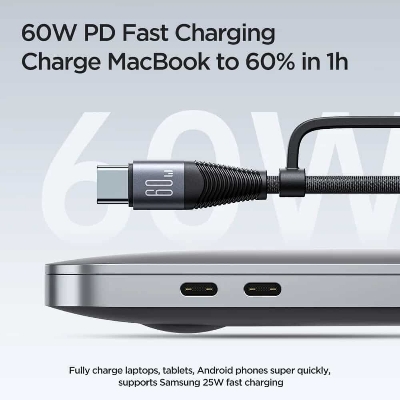 Picture of Joyroom SA37-2T2 60W 4-in-1 Fast Charging USB-A+Type-C to Lightning+Type-C Data Cable (1.2m)