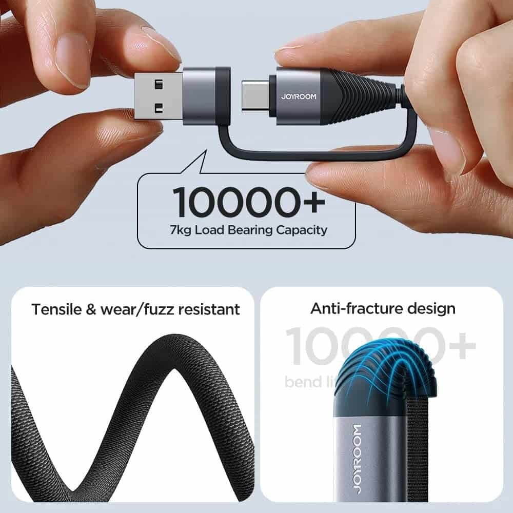 Picture of Joyroom SA37-2T2 60W 4-in-1 Fast Charging USB-A+Type-C to Lightning+Type-C Data Cable (1.2m)