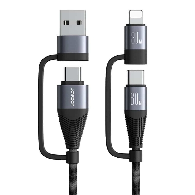 Picture of Joyroom SA37-2T2 60W 4-in-1 Fast Charging USB-A+Type-C to Lightning+Type-C Data Cable (1.2m)