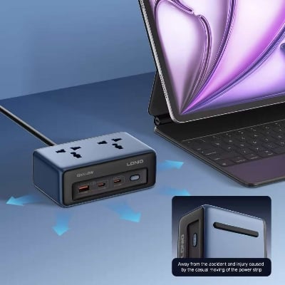 Picture of LDNIO SC1 2500W Universal 2 Outlets Desktop Power Strip US/UK/EU Plug Power Socket with 1 USB-A +2 USB-C PD Charging