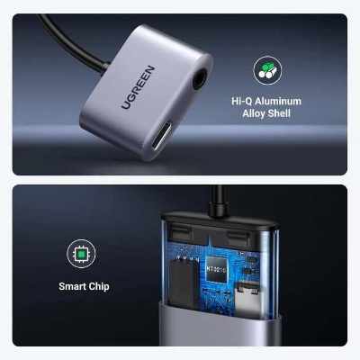 Picture of UGREEN USB C to 3.5mm Audio Jack and Charger Adapter 60W PD Fast Charge DAC Audio Splitter (60164)