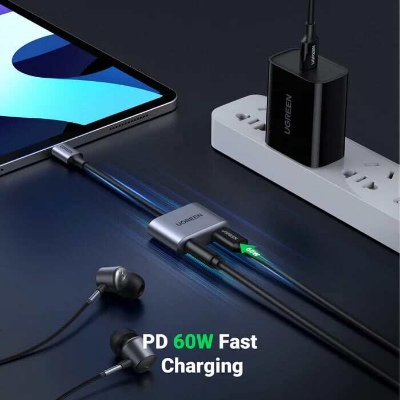Picture of UGREEN USB C to 3.5mm Audio Jack and Charger Adapter 60W PD Fast Charge DAC Audio Splitter (60164)