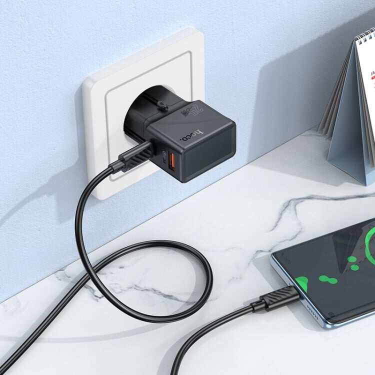 Picture of Hoco AC24 Mini PD25W QC3.0 Universal Travel Charger with Type-C to Type-C Cable