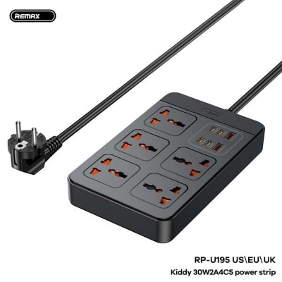 Picture of Remax RP-U195 Power Strip Adapter 2A+4C+5 Sockets 2500W+30W Wire Length 1.5m (EU Plug)