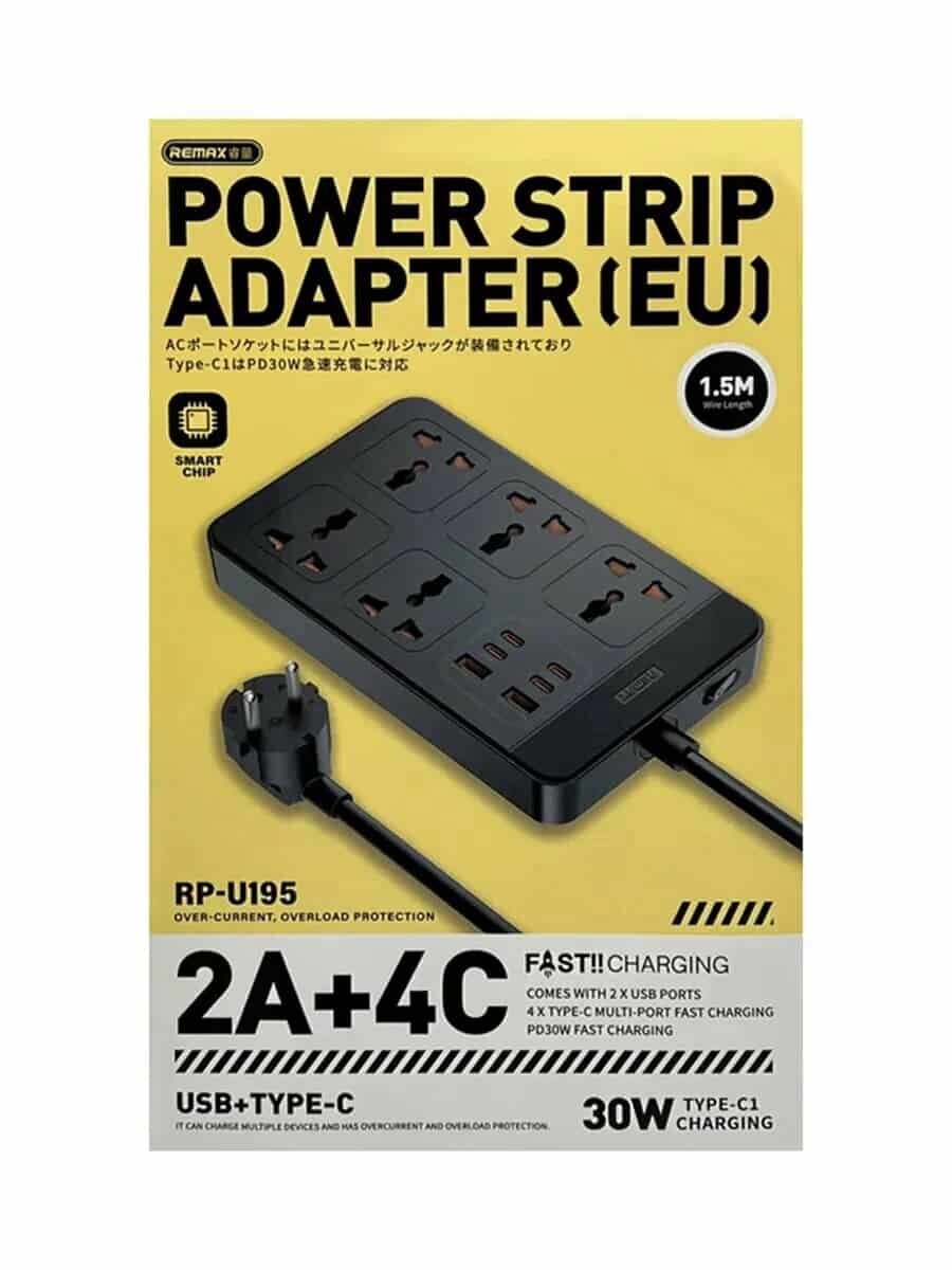 Picture of Remax RP-U195 Power Strip Adapter 2A+4C+5 Sockets 2500W+30W Wire Length 1.5m (EU Plug)