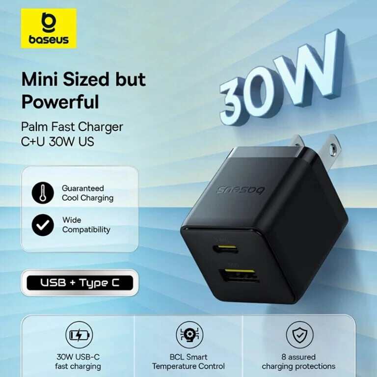 Picture of Baseus Palm 30W Fast Charger C+U With 60W Type-c Cable