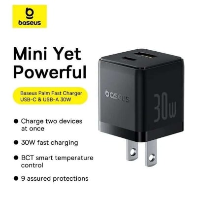 Picture of Baseus Palm 30W Fast Charger C+U With 60W Type-c Cable