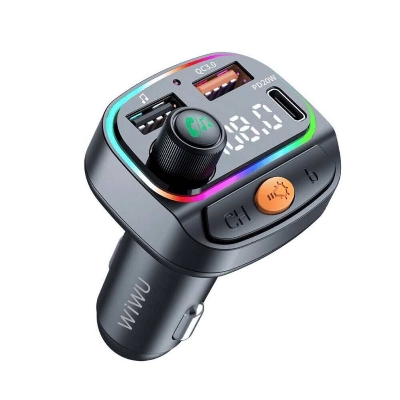 Picture of WiWU Wi-QC031 Bluetooth 5.3 Car FM Transmitter with RGB Lights & 38W Fast Charging (MP3)