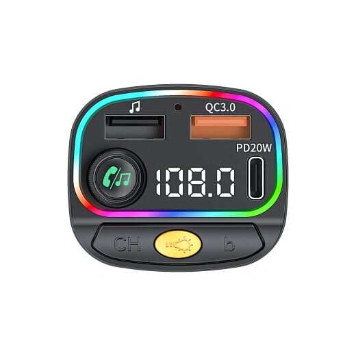 Picture of WiWU Wi-QC031 Bluetooth 5.3 Car FM Transmitter with RGB Lights & 38W Fast Charging (MP3)