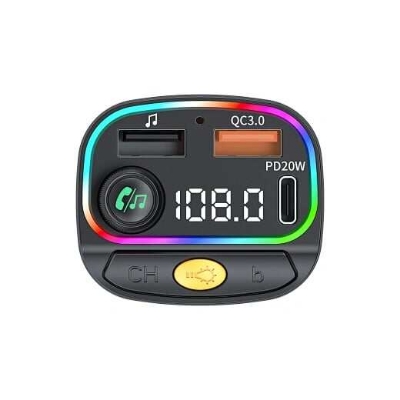 Picture of WiWU Wi-QC031 Bluetooth 5.3 Car FM Transmitter with RGB Lights & 38W Fast Charging (MP3)