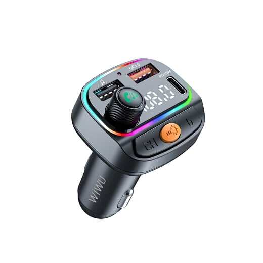 Picture of WiWU Wi-QC031 Bluetooth 5.3 Car FM Transmitter with RGB Lights & 38W Fast Charging (MP3)