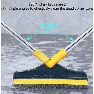 Picture of 2-in-1 Multipurpose Bathroom Cleaning Brush & Floor Wiper with Long Handle, 120° Rotating – Green