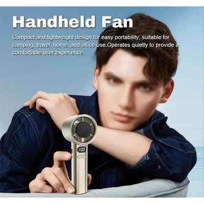 Picture of 120-Speed Portable Mini Handheld Fan with Display, USB Rechargeable – Multicolor