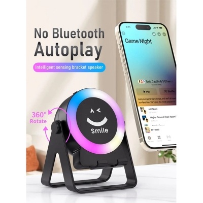 Picture of ZF18 Smile Bracket RGB Bluetooth 5.3 Wireless Speaker with Phone Stand – Multicolor