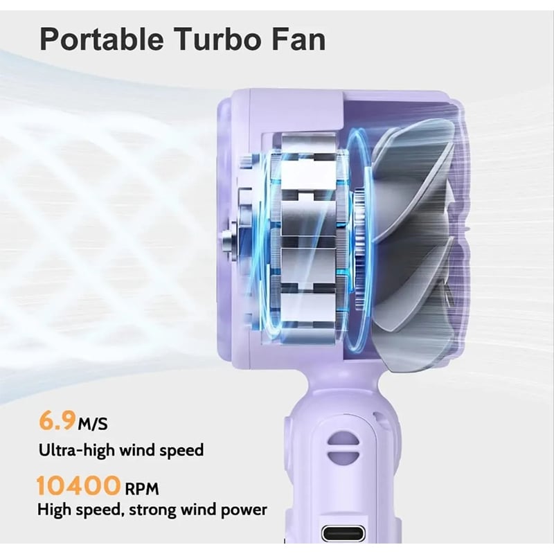 Picture of Mini Portable Turbo Rechargeable Handheld Folding Fan – Multicolor