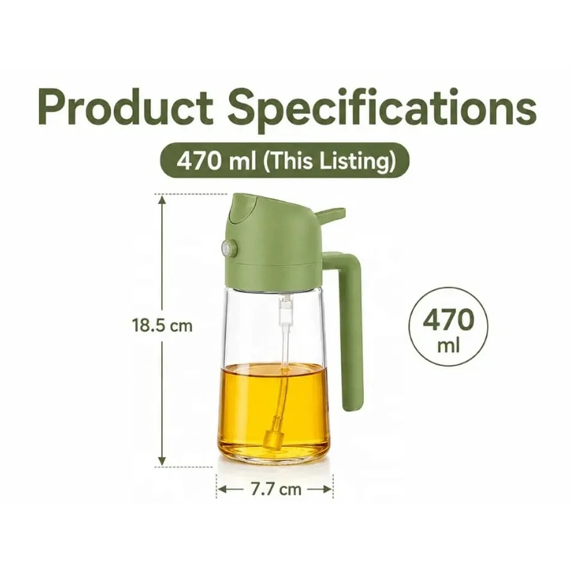 Picture of 2-in-1 Reusable Glass Oil Sprayer & Pourer Bottle – White
