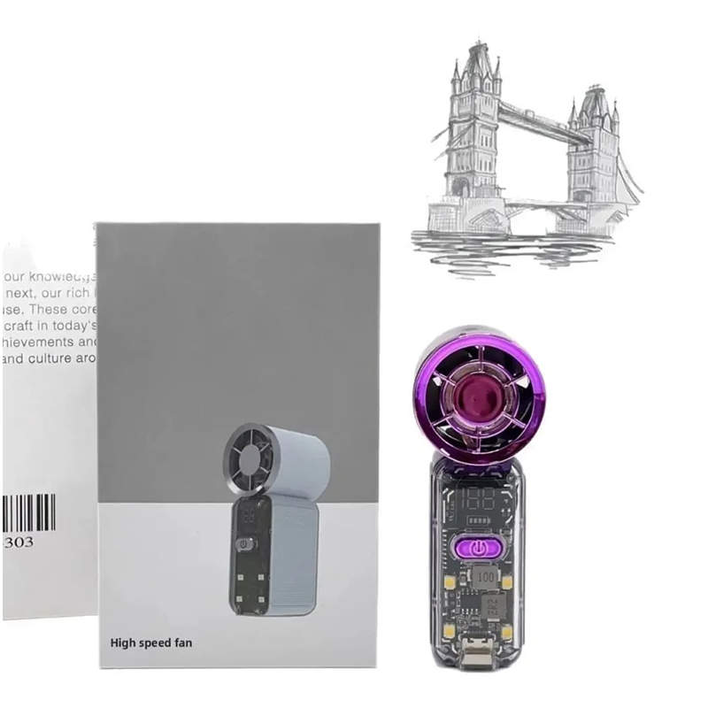 Picture of Portable Mini Handheld Fan with LED Display, USB Rechargeable, 100-Speed Adjustable – Multicolor