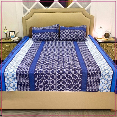 Picture of 3-Piece King-Size Printed Cotton Bed Sheet Set