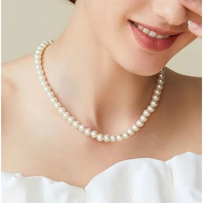 Picture of Women's Elegant White Pearl Necklaces – 2 Pieces