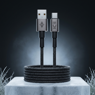 Picture of ICE Type A to C 28W– Braided Cable | 5ft / 1.5 Meter | Hyperfast Charging-Black