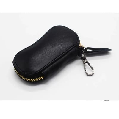 Picture of Leather key ring folder wallet or money bag type key holder box-black - Contains enduring appeal and value - Black - One Size