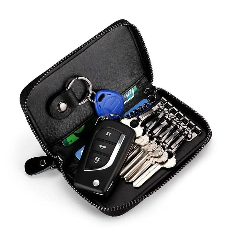 Picture of Leather Key Ring Folder Wallet or Money Bag Type Key Holder/Box-Black - Wallet For Men - One Size