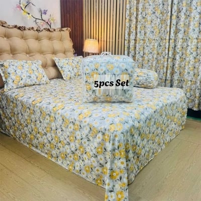 Picture of Zar'rah Shop Luxurious Twill Cotton Bedsheet With Comforter – Premium 5 Piece Set