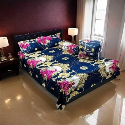 Picture of Zar'rah Shop Luxurious Twill Cotton Bedsheet With Comforter – Premium 5 Piece Set