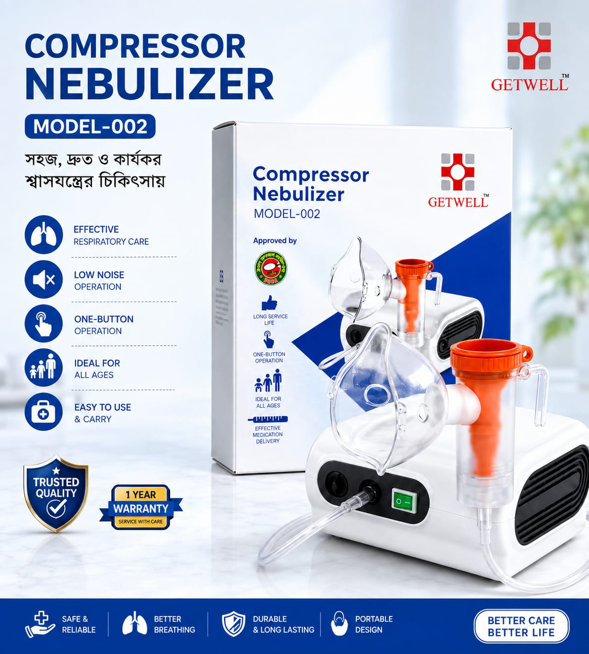 Picture of Getwell Model-002 Premium Compressor Nebulizer Machine