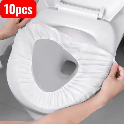 Picture of  10Pcs Disposable Toilet Seat Cover Waterproof Non-woven Travel Hotel Bathroom Protective Cover
