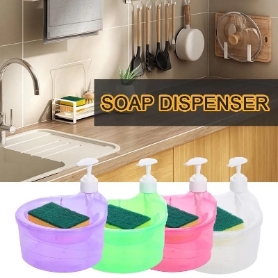 Picture of Creative Dispenser Kitchen Dish Soap Dispenser With Sponge Liquid Pump Soap Container.
