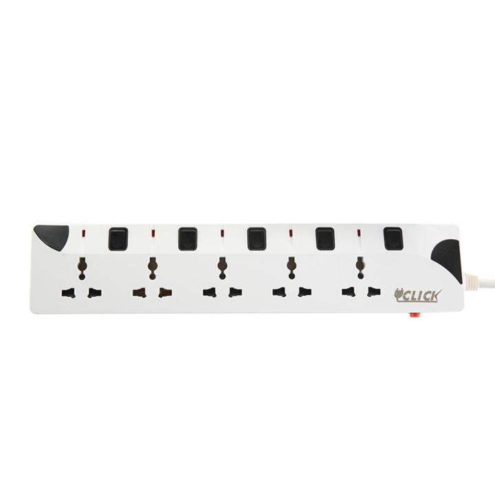 Picture of Click Multi Plug 5 Socket 2/3 Pin 5 meter Cable-White