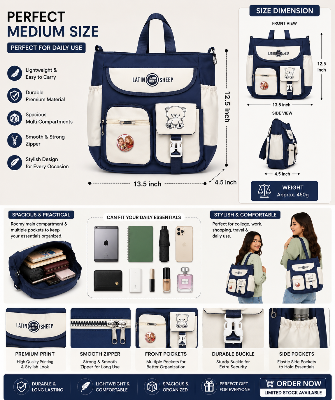 Picture of Premium PU Leather University & College Backpack for Girls