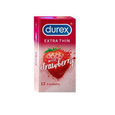 Picture of Durex Extra Thin wild Strawberry Condom -12 pcs