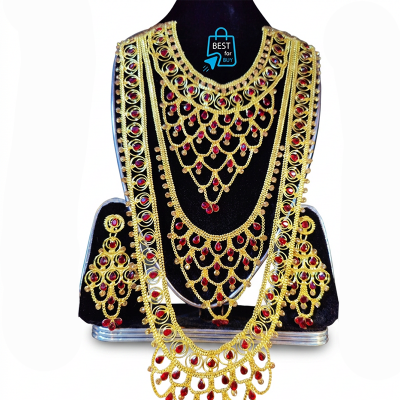 Picture of Exclusive Stone Necklace Jewellery Set for Women & Girls-Gold