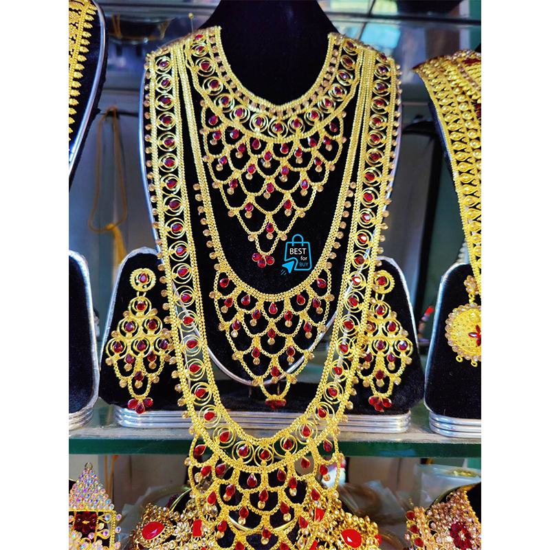 Picture of Exclusive Stone Necklace Jewellery Set for Women & Girls-Gold