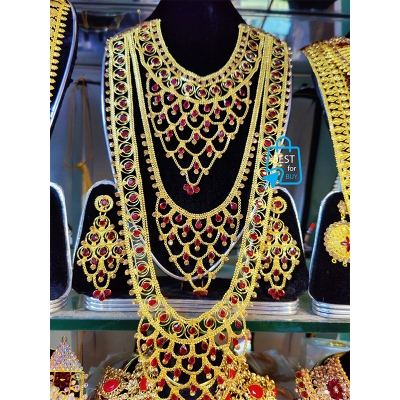 Picture of Exclusive Stone Necklace Jewellery Set for Women & Girls-Gold