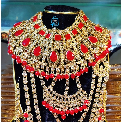 Picture of Wedding Necklace Jewellery Set for Women & Girls – Exclusive Design-Red