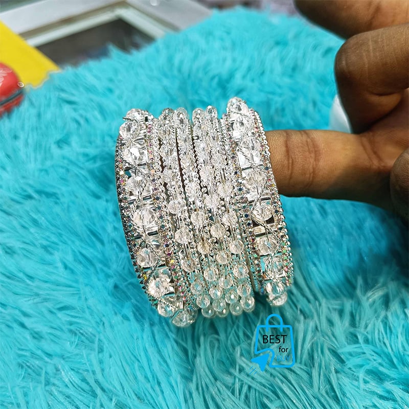 Picture of Stone & Bead Traditional Churi Bangles for Women – 6 Pieces